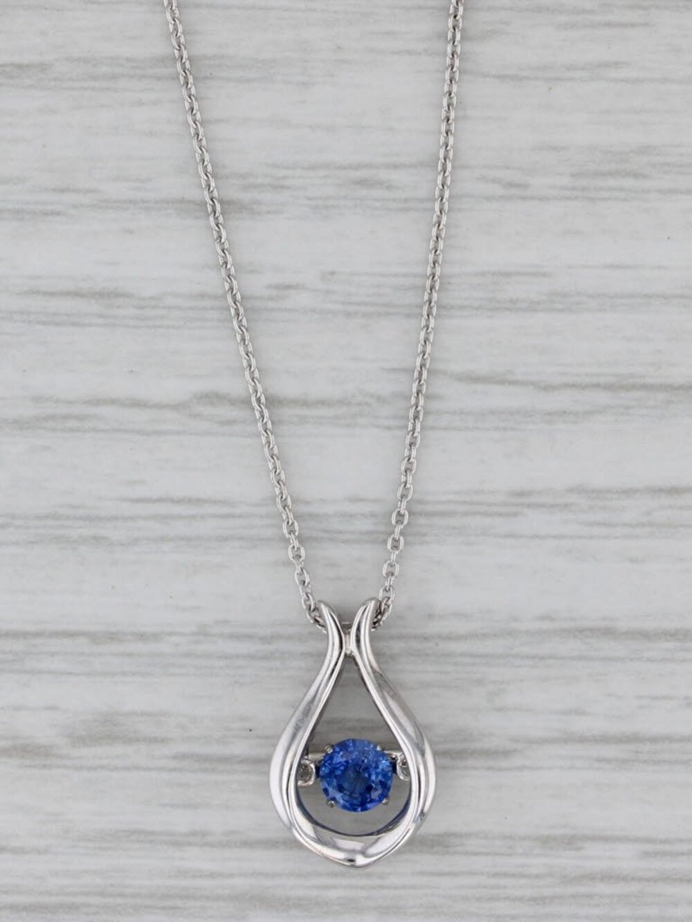 0.40ct Round Tanzanite Teardrop Pendant Necklace 14k Gold 18" Cable Chain